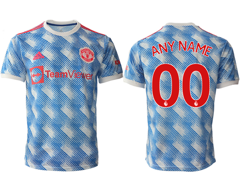 Men 2021-2022 Club Manchester United away aaa version blue customized Soccer Jersey->manchester united jersey->Soccer Club Jersey
